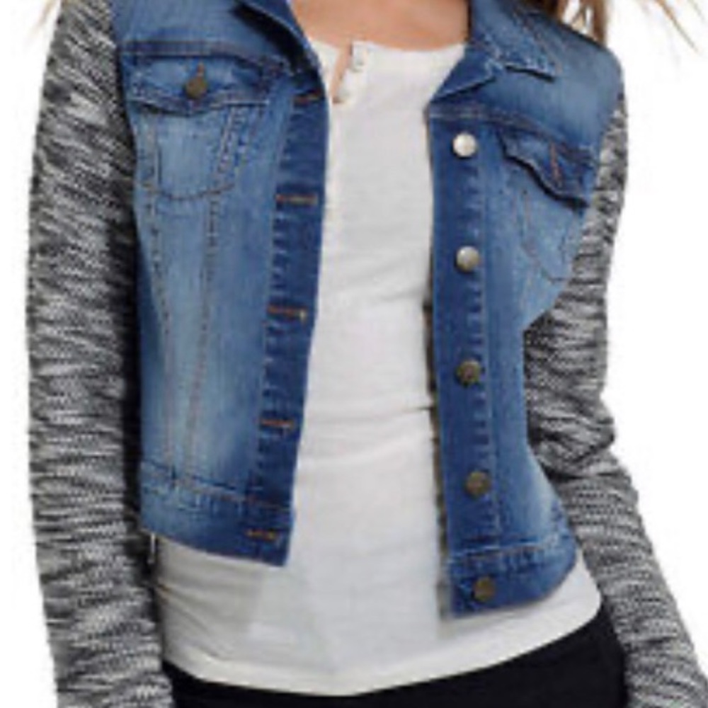 Jessica Simpson Womens Pixie Denim Jean Vest Removable Hoodie Jacket Coat NWT